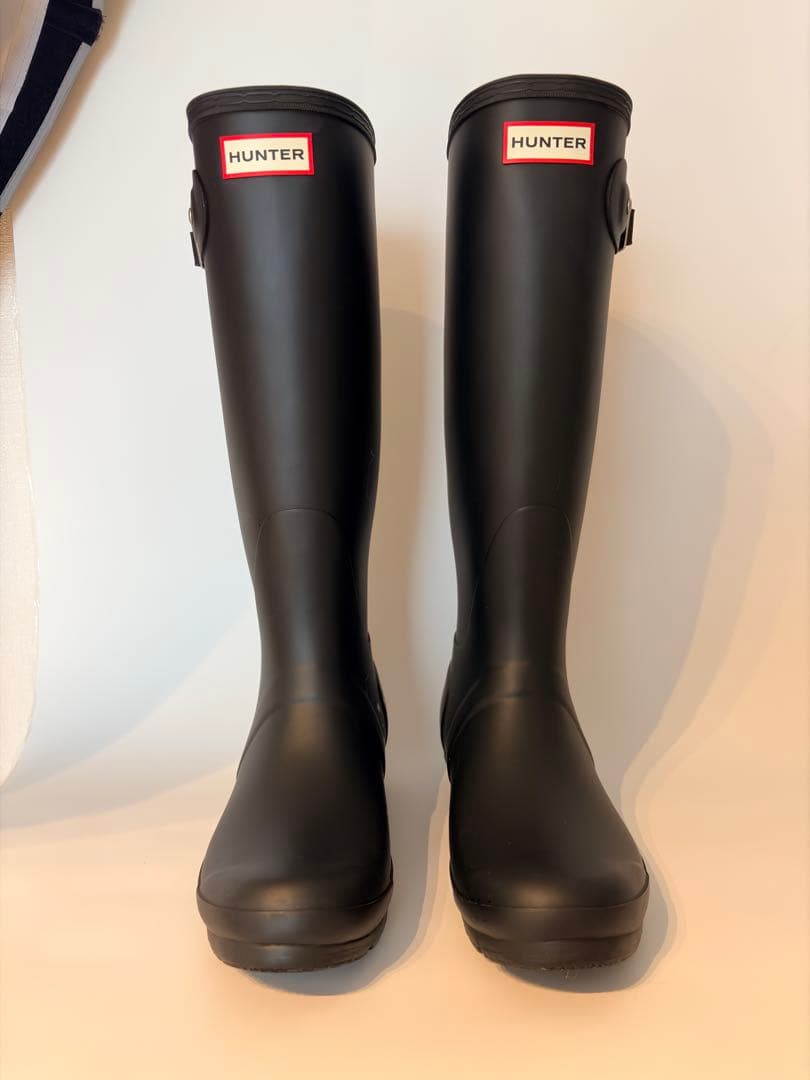 HUNTER ブラック ロングブーツ バックル付き オリジナルツアーレインブーツ