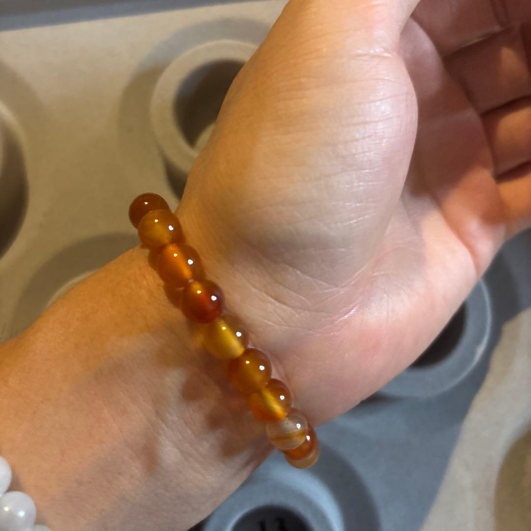 めちゃくちゃ綺麗！おすすめ！希少！高品質！老玉髄オレンジ九眼天珠！