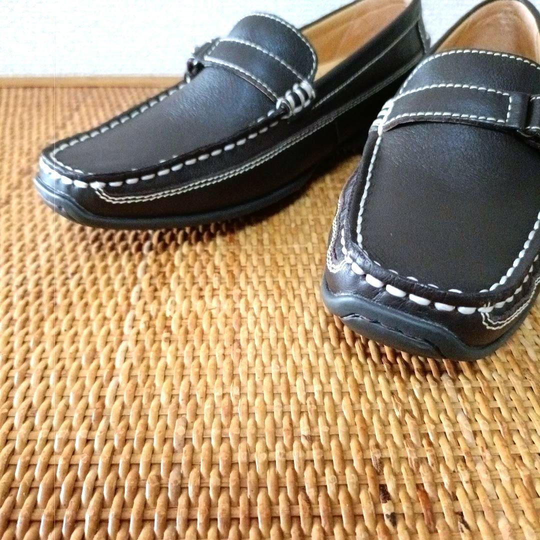 【未使用】REGAL 本革シューズ　ローファーシボ革　ダークブラウン　23cm