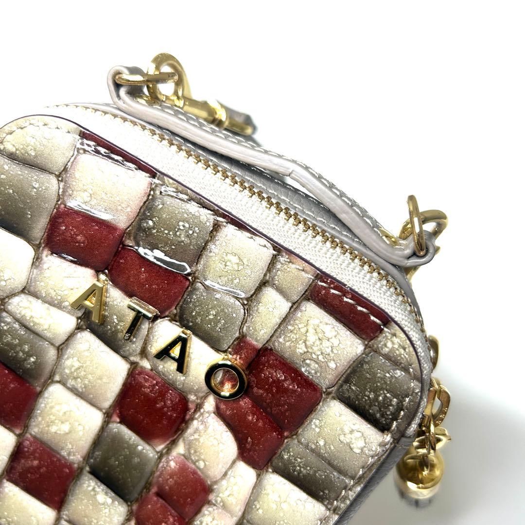 【極美品】ATAO アタオ 市松柄 レザー 2way ショルダーウォレット
