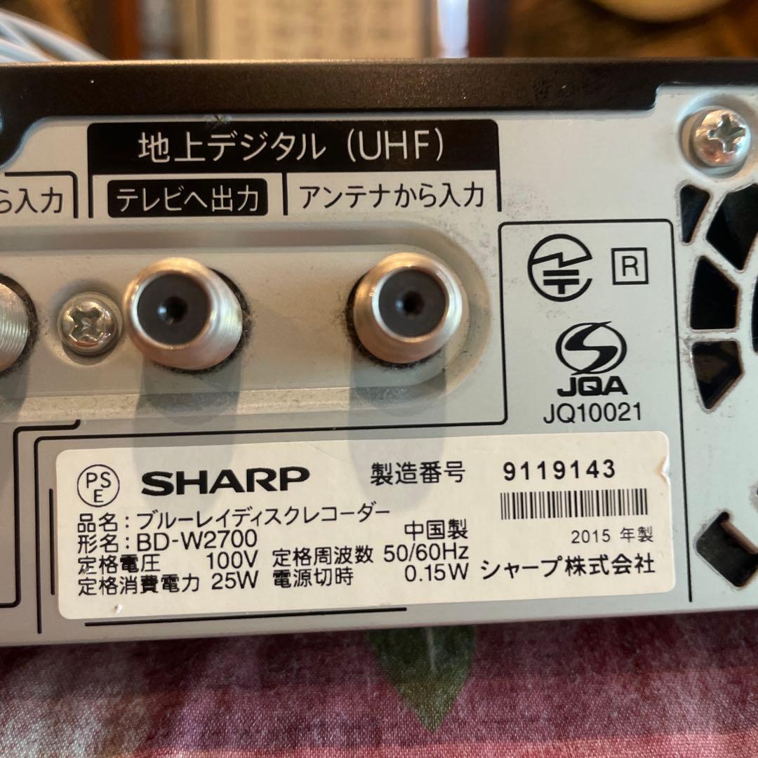 シャープ BD-W2700 12倍録 1TB 新品BDリモ等付フル装備 完動品！