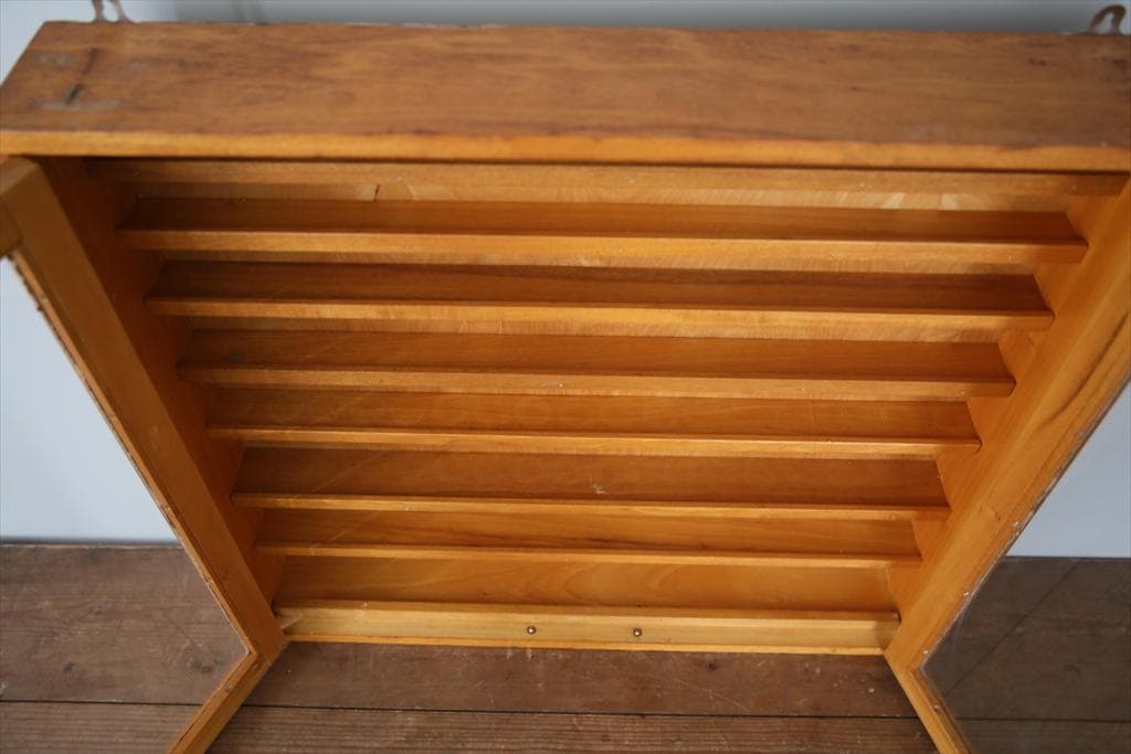 英国アンティーク木製ディスプレイショーケース/壁掛けコレクションボックス69-2