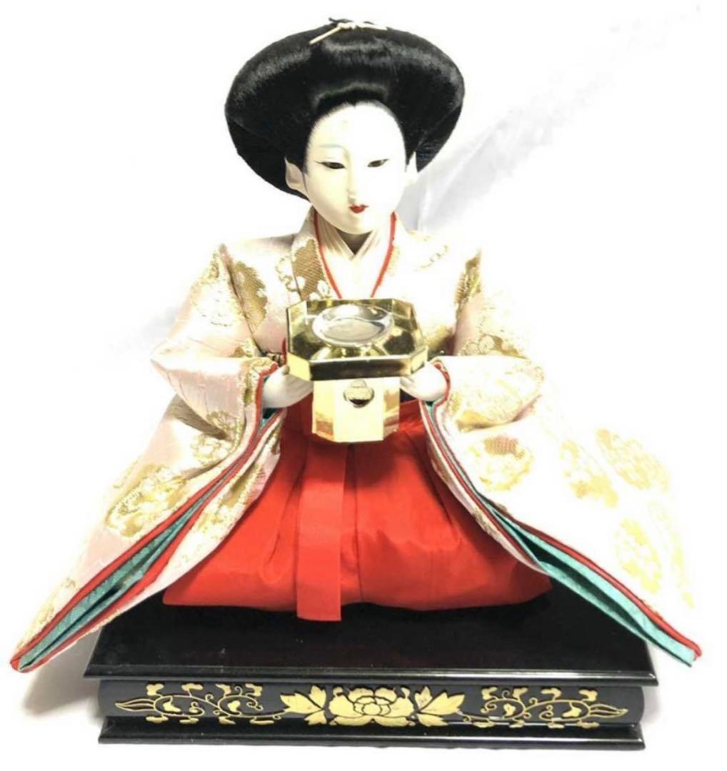 雛人形 峰月 三人官女 女官 長柄 三方 提 3体セット 台座付き お雛様 桃の