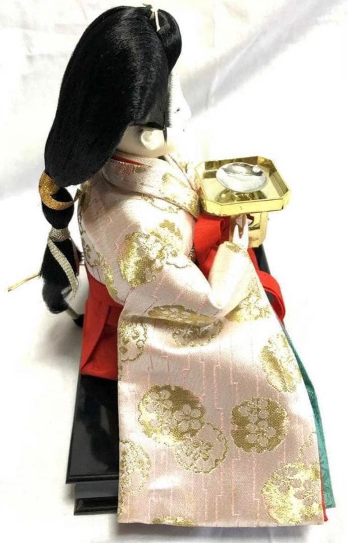 雛人形 峰月 三人官女 女官 長柄 三方 提 3体セット 台座付き お雛様 桃の