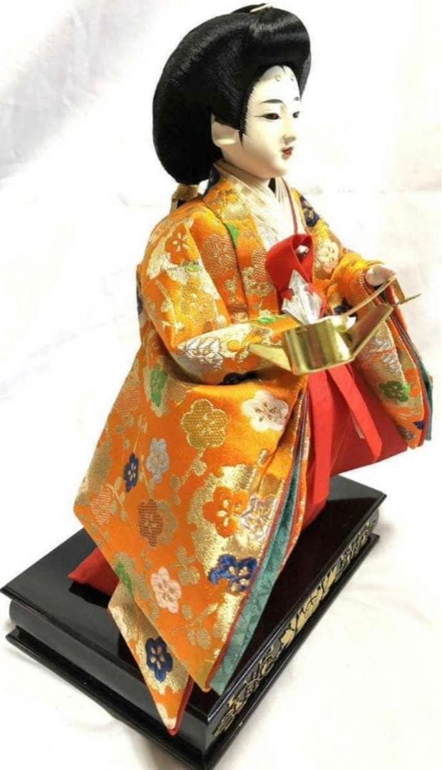 雛人形 峰月 三人官女 女官 長柄 三方 提 3体セット 台座付き お雛様 桃の