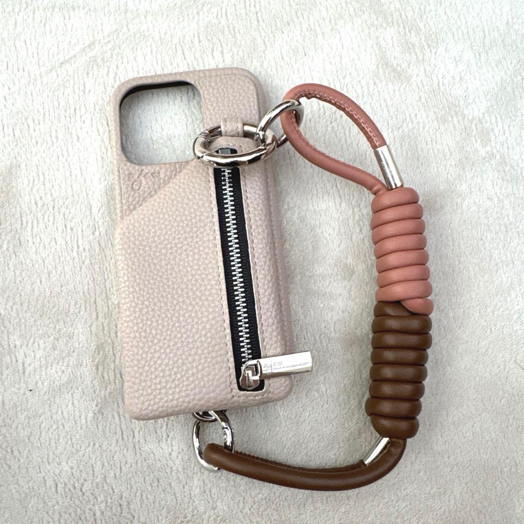 iPhone 15 Pro ケース ベージュ ストラップセット