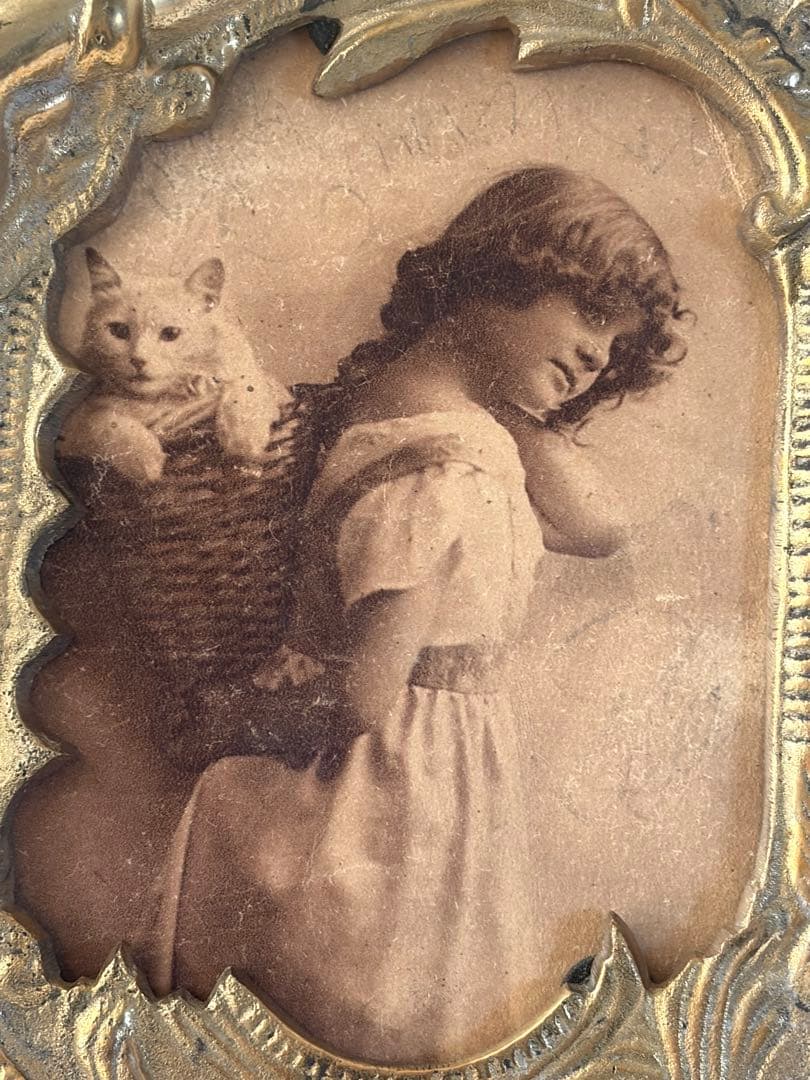 フランスアンティーク フォトスタンド 真鍮 エンジェル フレーム 写真立て 額