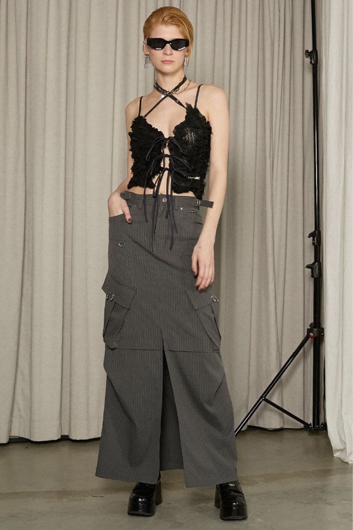 PRANK PROJECT メッシュチュール ホルターネックトップス 黒 美品