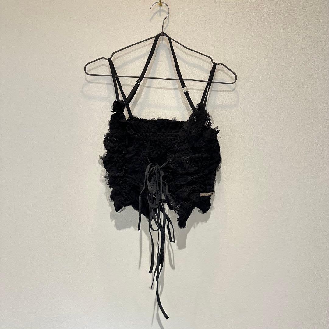 PRANK PROJECT メッシュチュール ホルターネックトップス 黒 美品