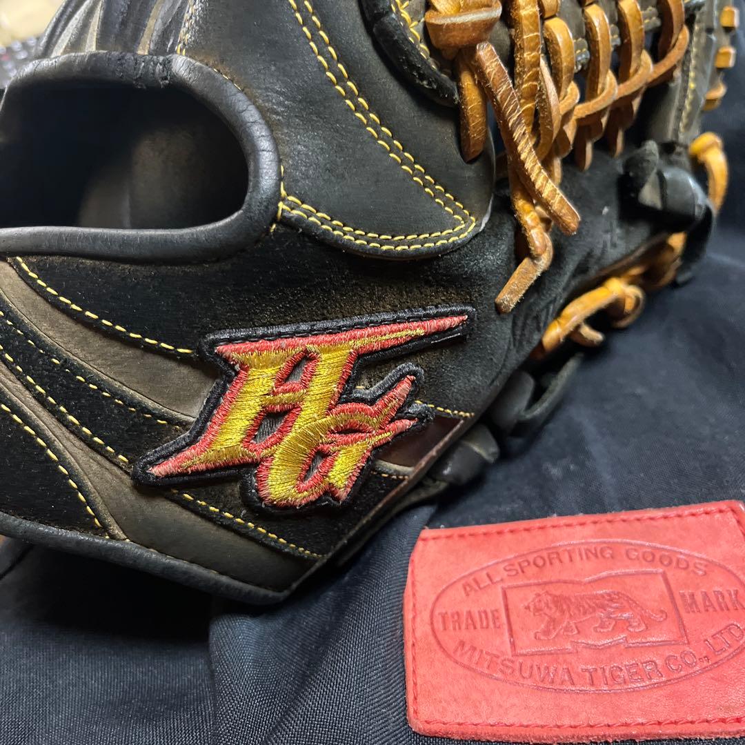 アシックス 軟式グローブ GGH 黒/赤 収納袋付き