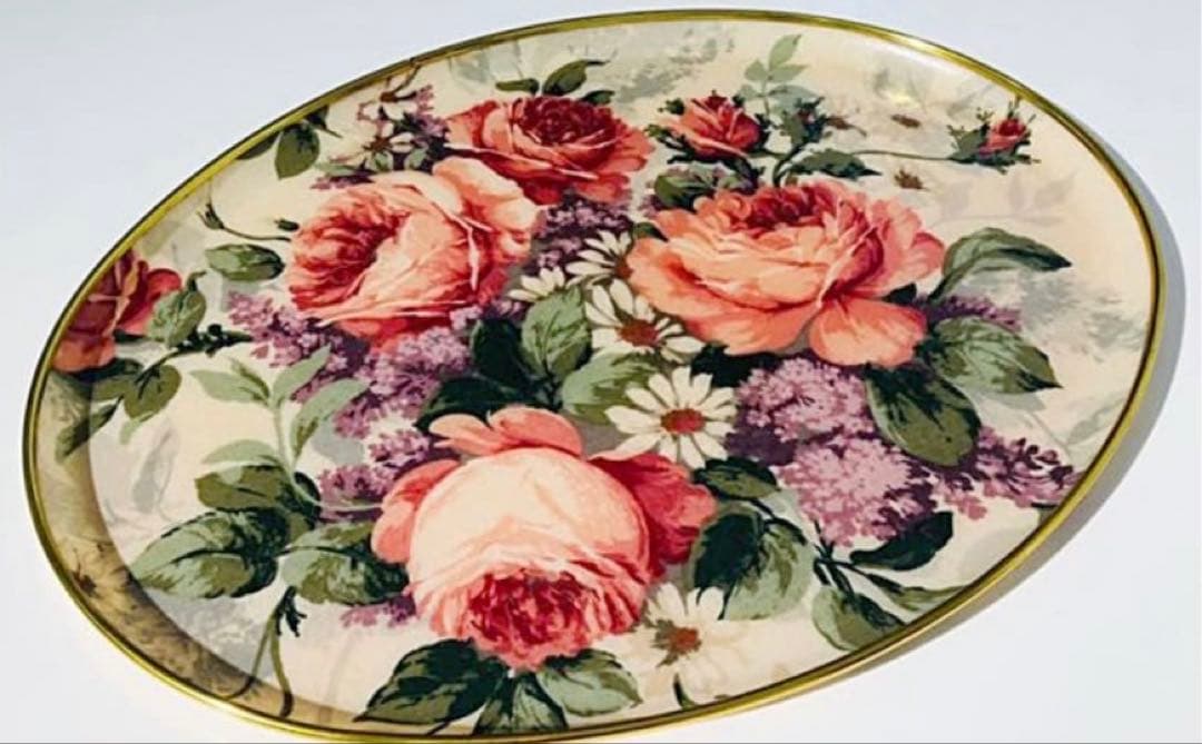 レトロ◆KESWICK TRAYS◆グラスファイバー◆薔薇◆特大トレイ◆イギリス