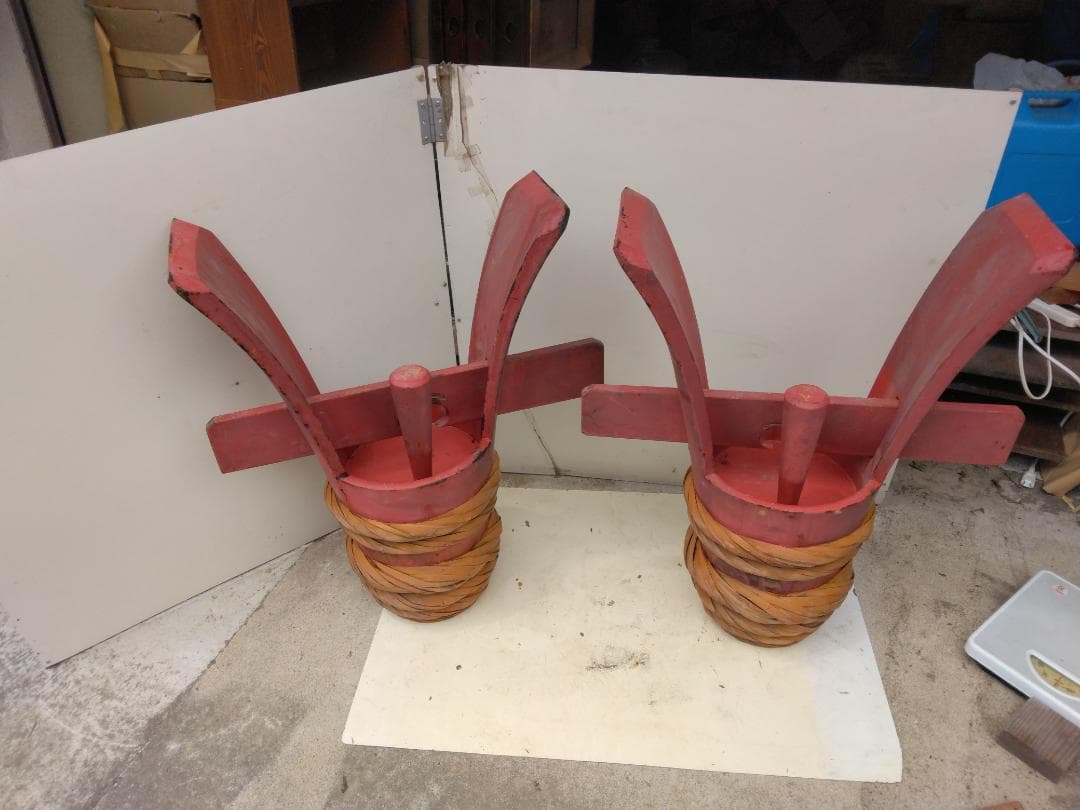 角樽（つのだる）朱塗り　一対　ツノダル　珍品　骨董品　コレクション　インテリア