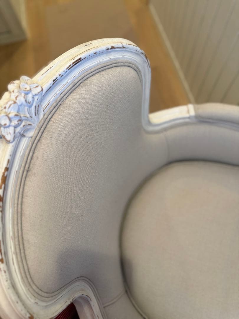 サラグレースデビューシリーズフレンチスタイルホワイトリネン 1人掛けソファ