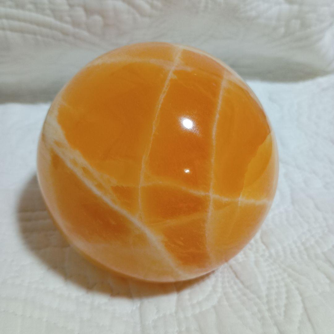 オレンジ カルサイト 丸玉 直径11cm 天然石 パワーストーン スフィア