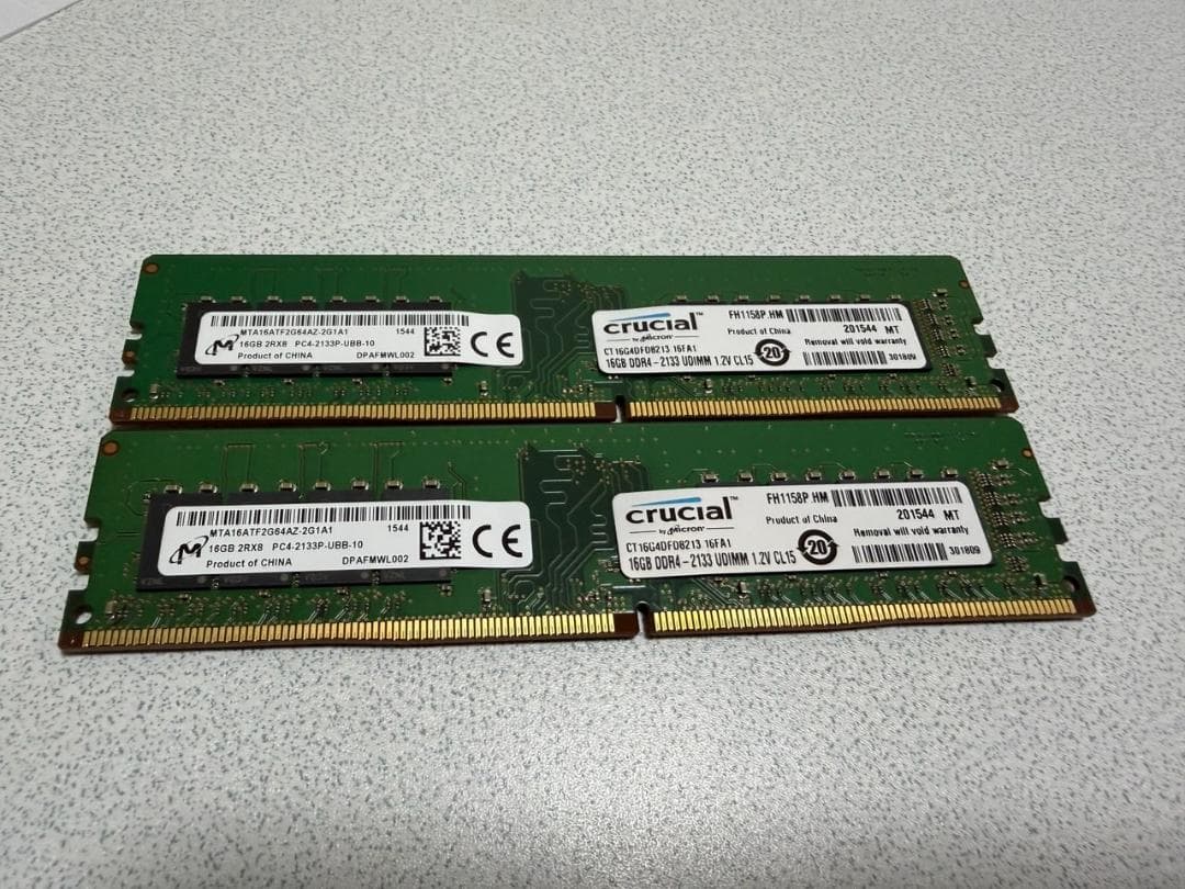Crucial 32GB DDR4-2133（16GB ⨉ 2） 4セット