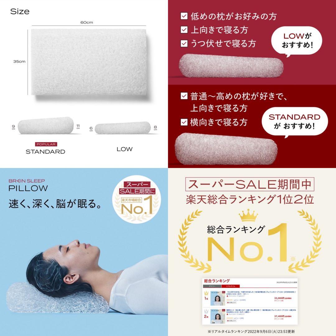 【美品】ブレインスリープピロー　ロー　low