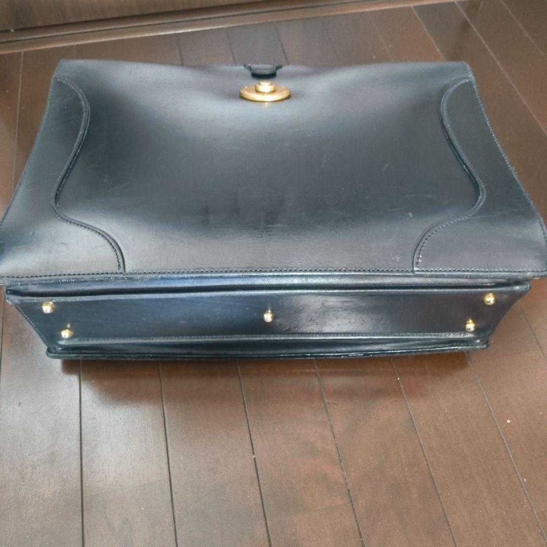 万双 黒レザー ビジネスバッグ 三つまち ダレスバッグ