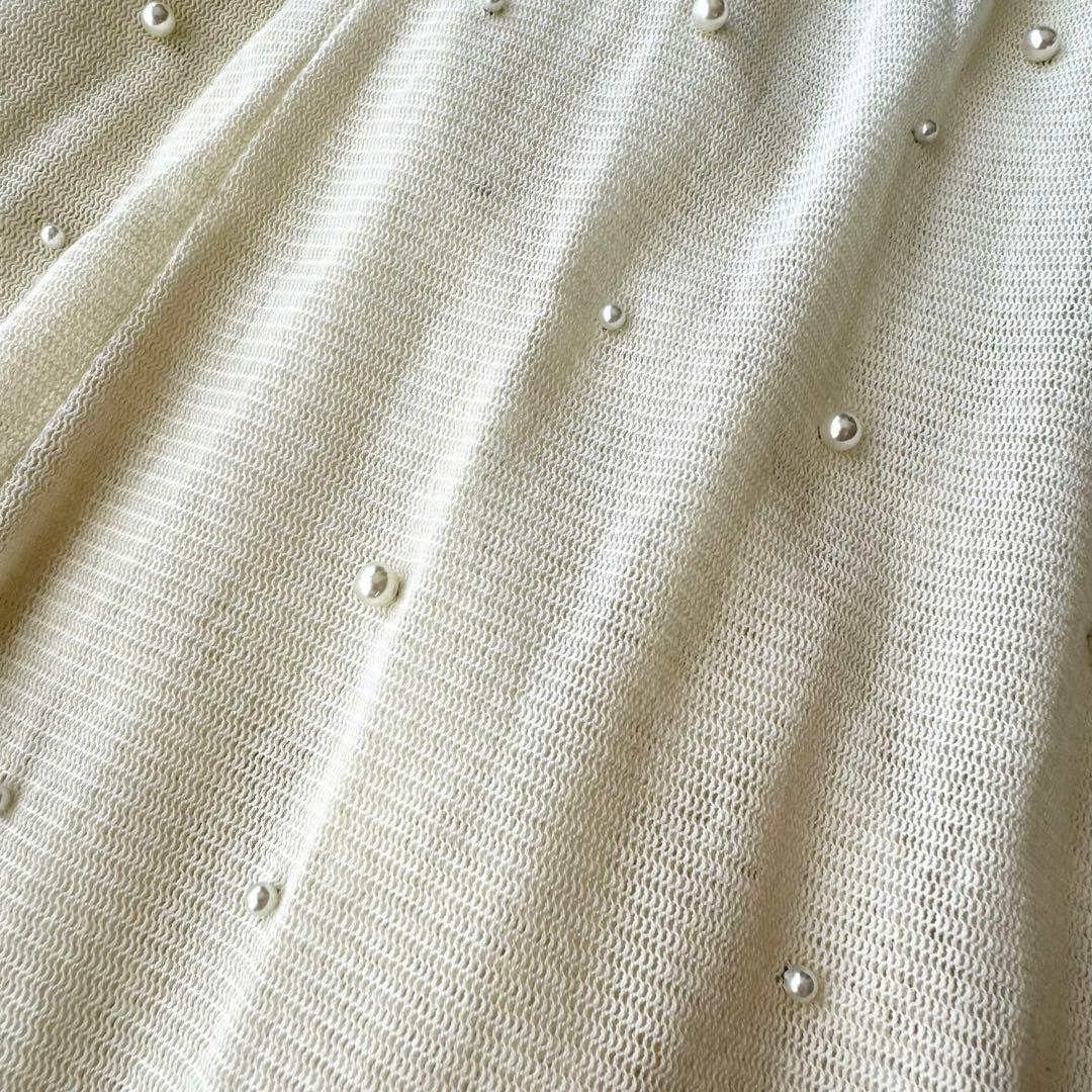 【新品未使用】カレンソロジー　コットンチュールパールブラウス　ホワイト