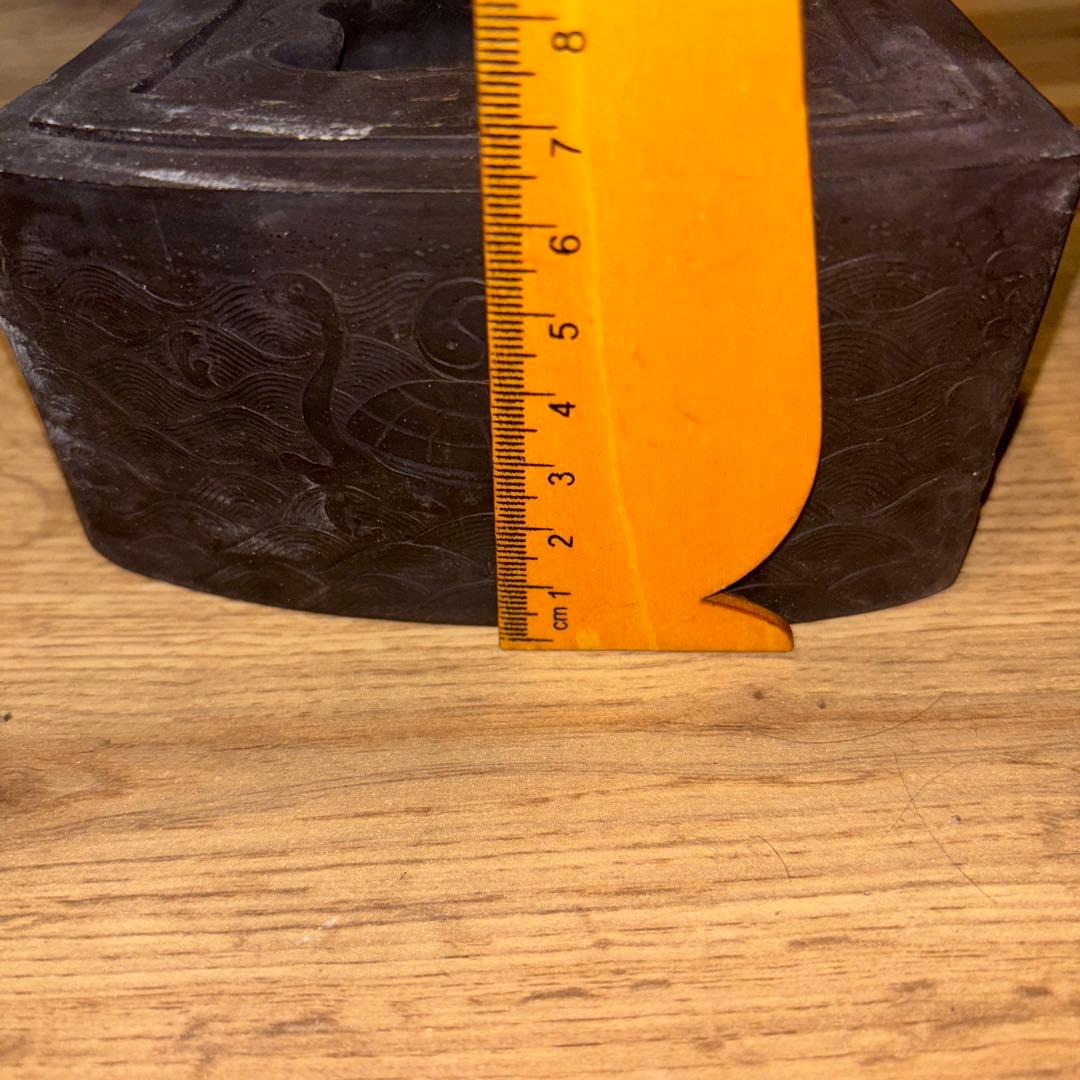 b*h様 希少品　雪浪金星　硯　彫刻入り　大型硯箱 書道用　中国骨董品