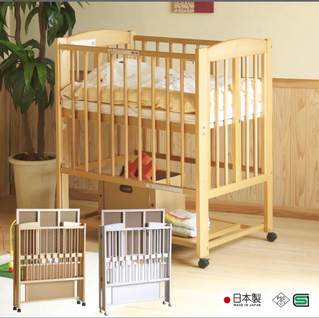 石崎家具 ハイタイプ ミニベビーベッド ワンタッチハイベッドプチ【B品】日本製