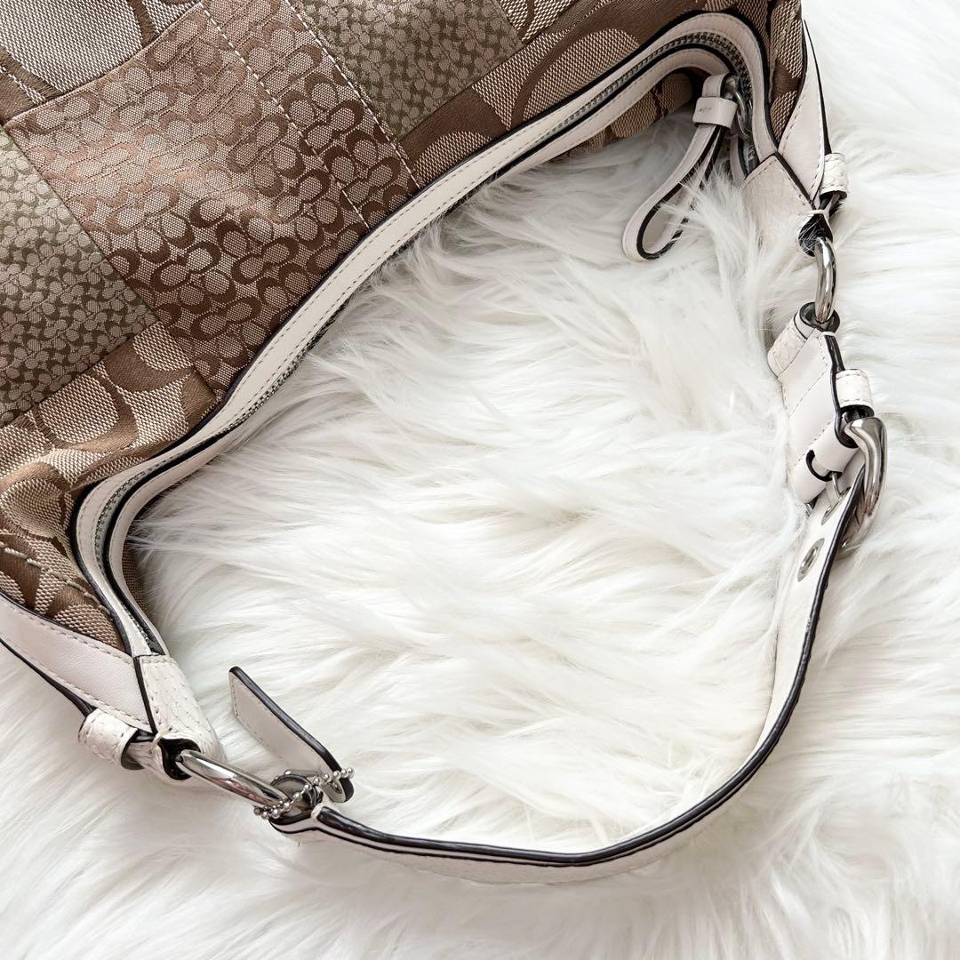 COACH 10086 ワンショルダーバッグ　パッチワーク　キャンバス　レザー