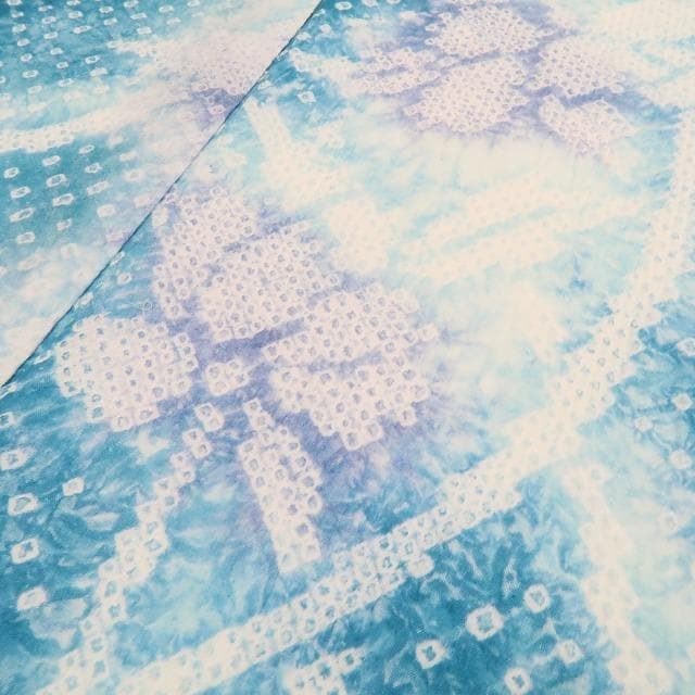 新品 有松鳴海絞り 夏着物 綿 仕付け糸付 トールサイズ 高級浴衣 6415