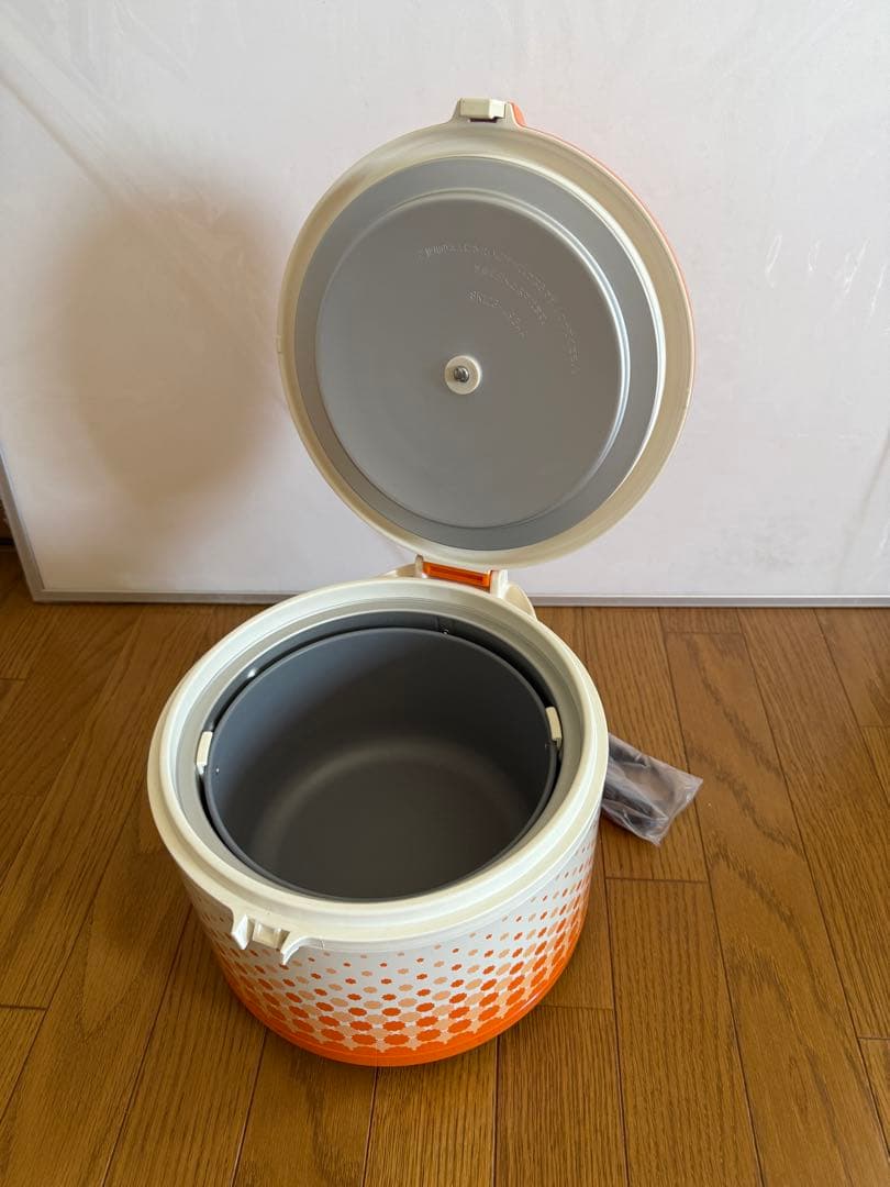 新品未使用！！National 電子ジャー保温器 オレンジ/ホワイト　昭和レトロ