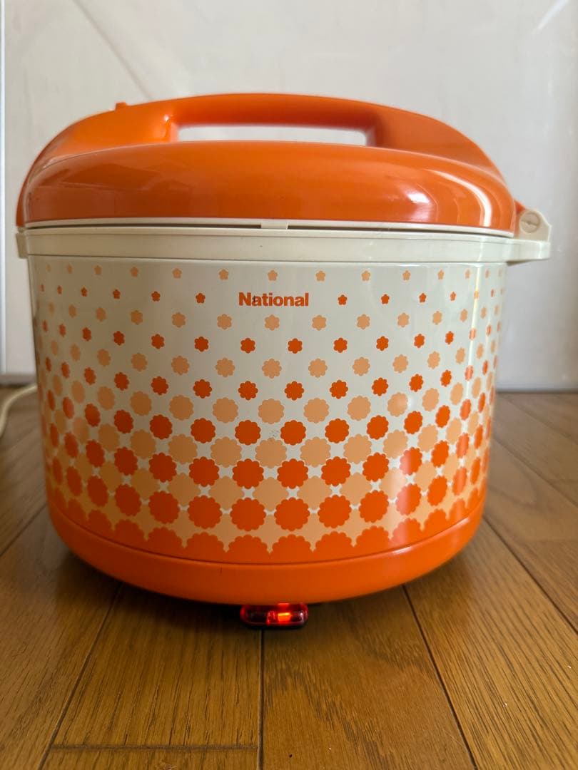 新品未使用！！National 電子ジャー保温器 オレンジ/ホワイト　昭和レトロ