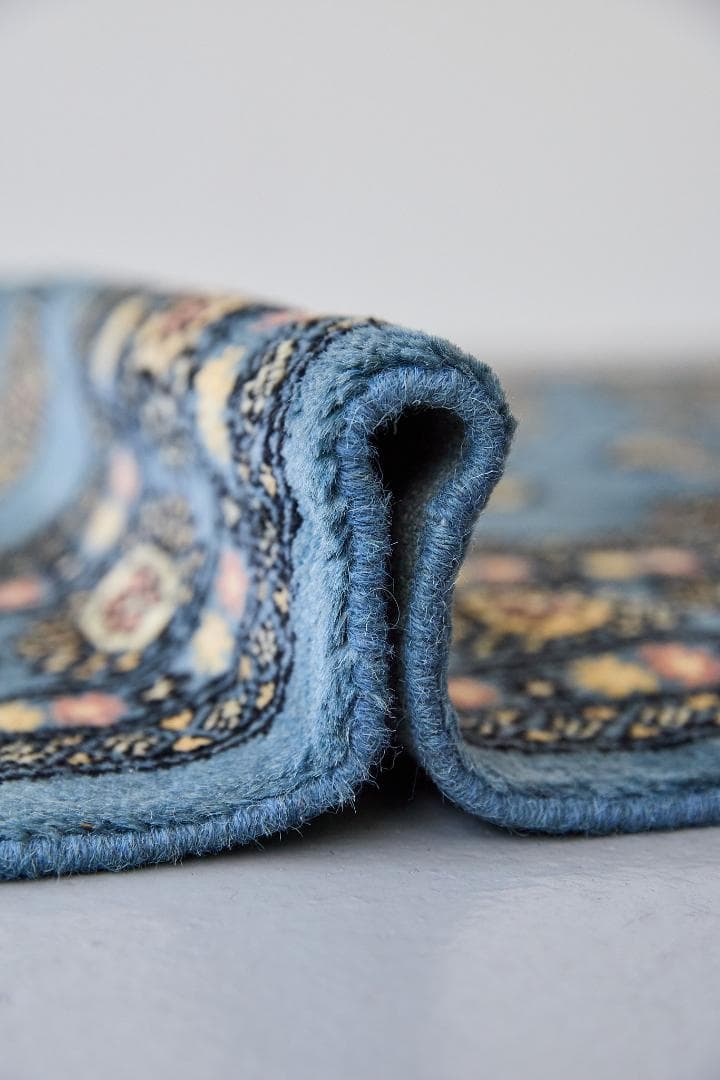 新品　トライバルラグ　ブハラ　ラホール産　（195×127cm) ブルー 青