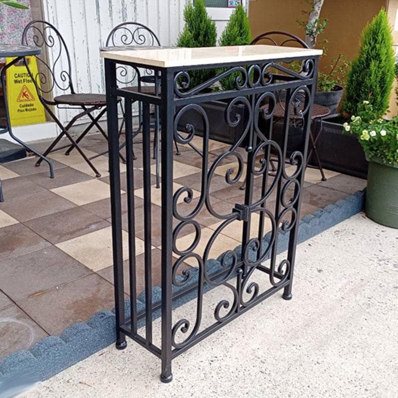 コンソール 石天板 幅62cm フラワースタンド ロートアイアン 638-614