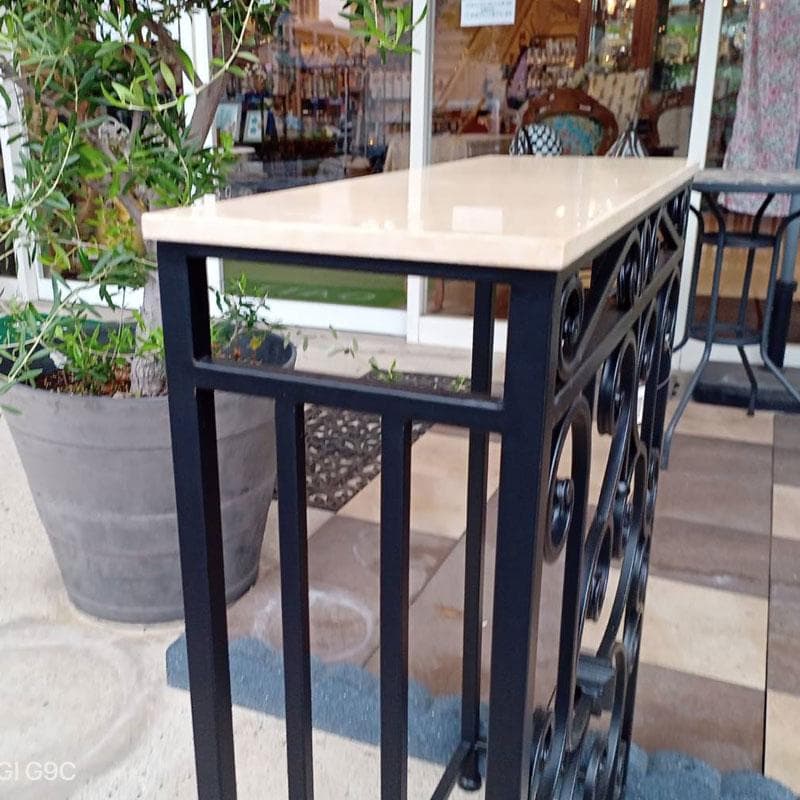 コンソール 石天板 幅62cm フラワースタンド ロートアイアン 638-614