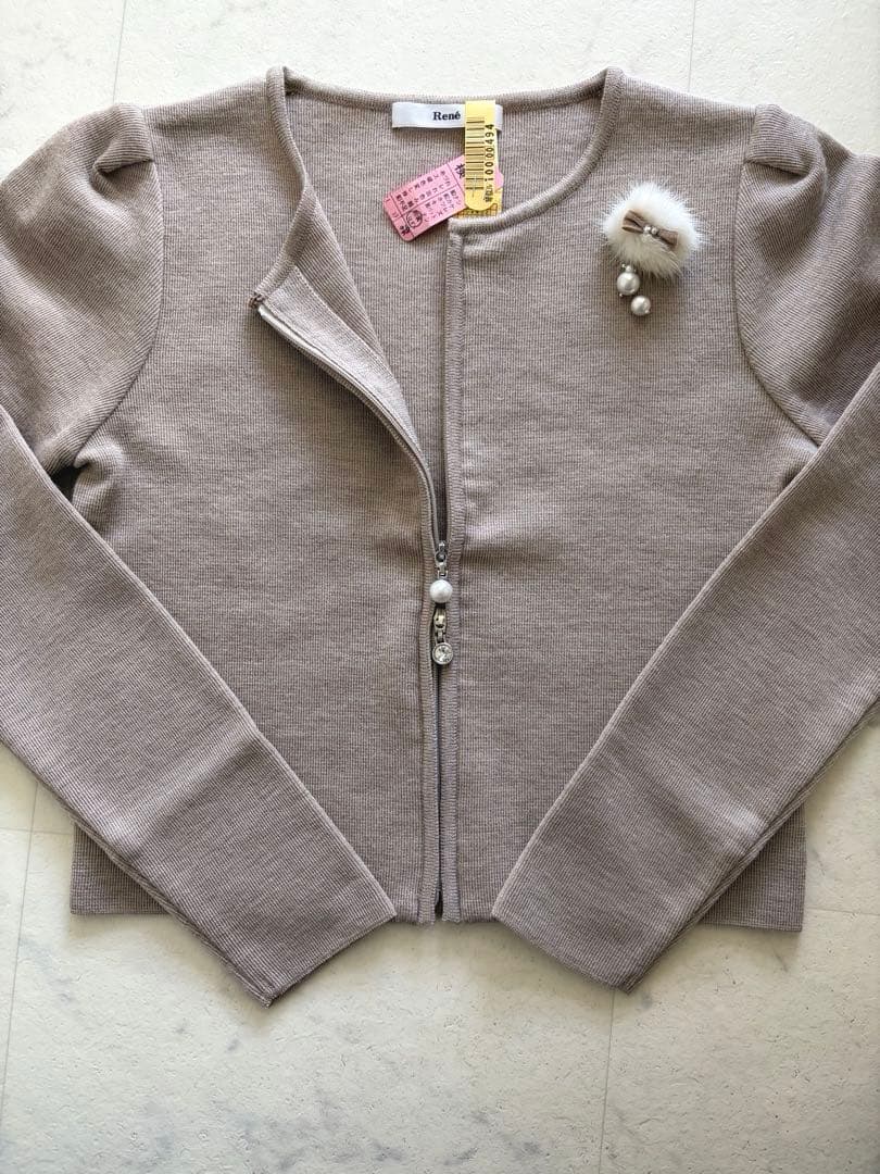 Reneカーディガン　ダブルジッパー　モカベージュ36Mルネ