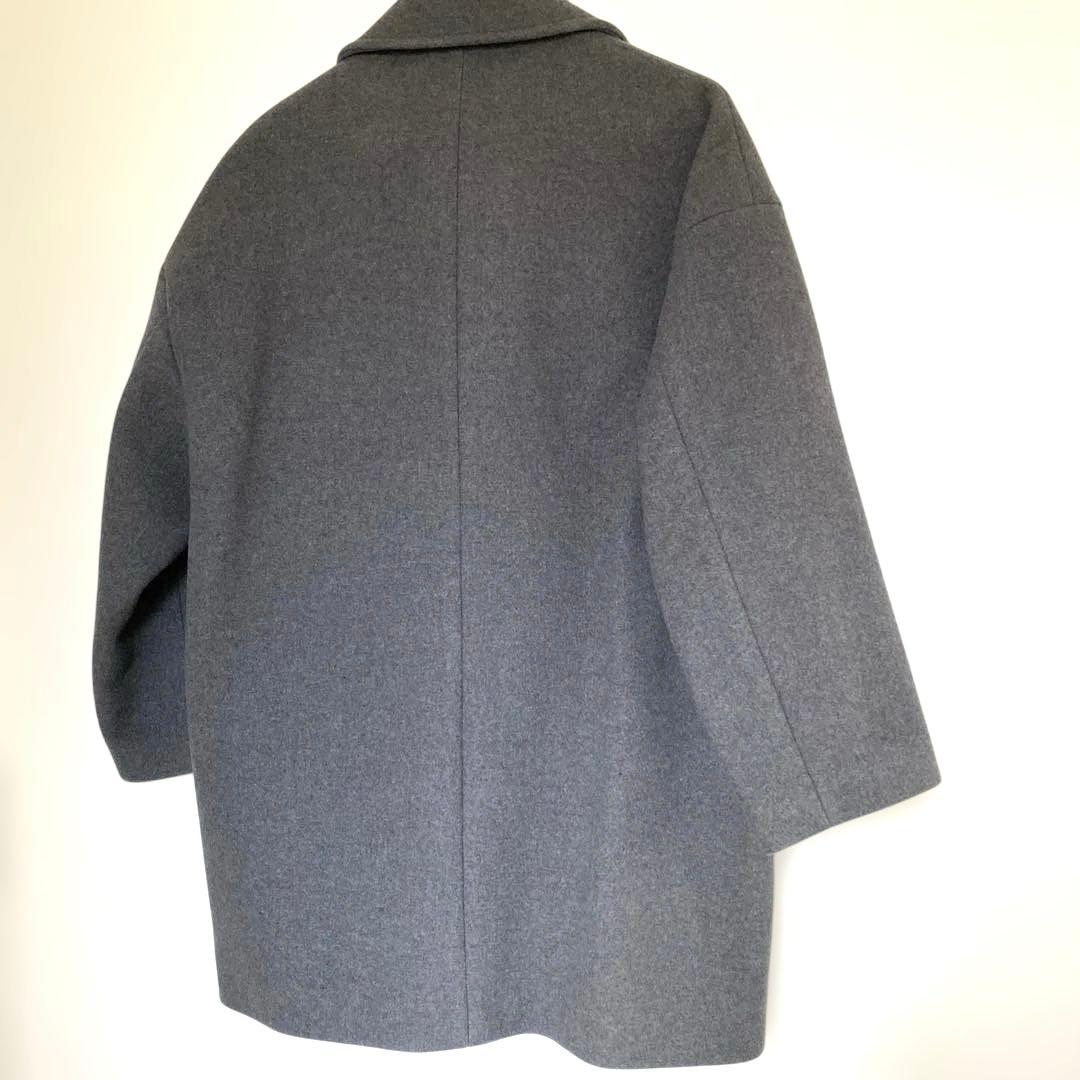 グレー ウール ダブルブレストピーコート
