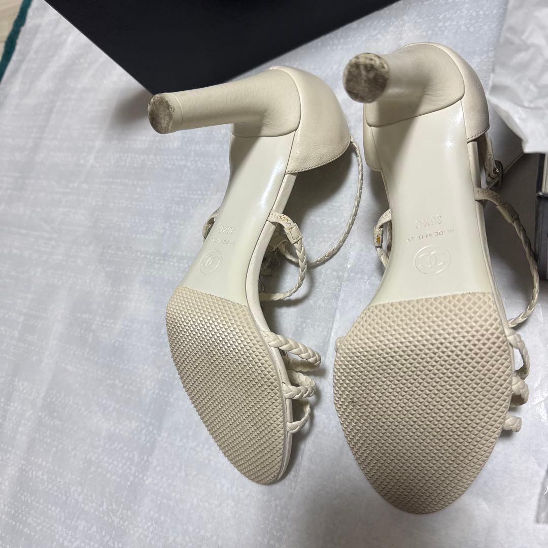 正規品　美品　CHANEL アイボリー ストラップサンダル　36.5 ココマーク