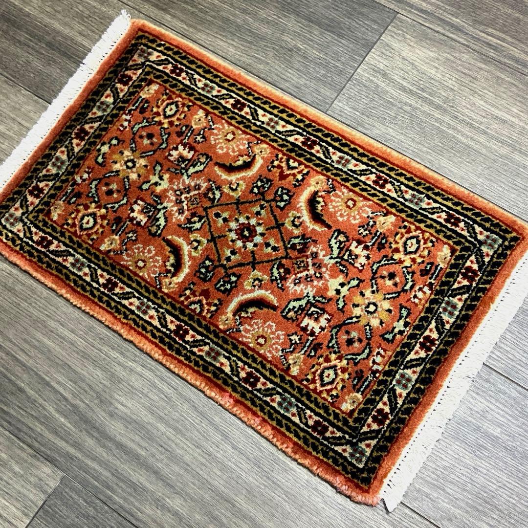 38cmx59cmアンテイク絨毯ミニラグペルシア絨毯　ヴィンテージ ラグ