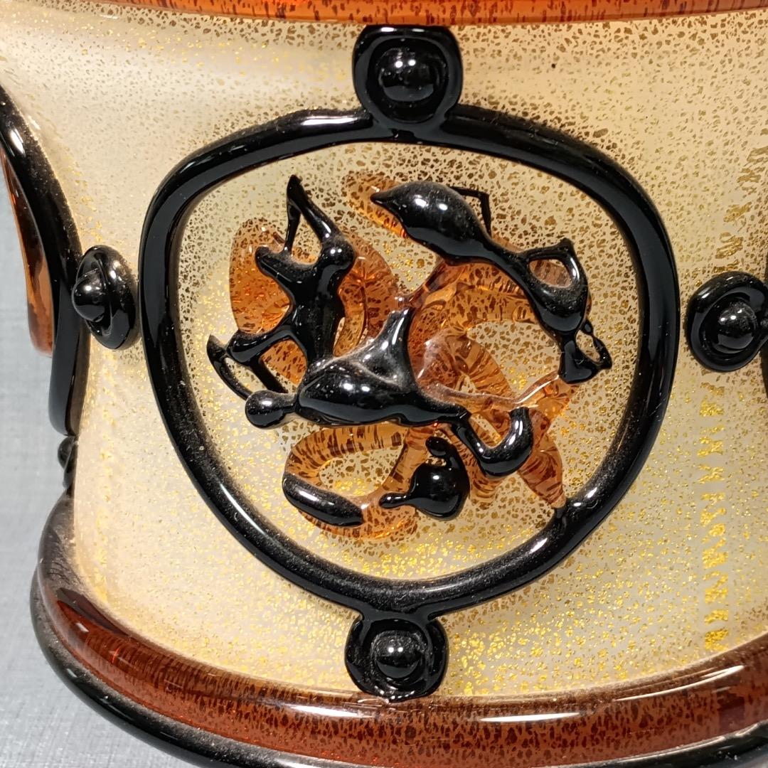 ■岩田久利 作 『硝子紋章花壷』 共箱　27cm　花瓶　技工名品 日展評議員