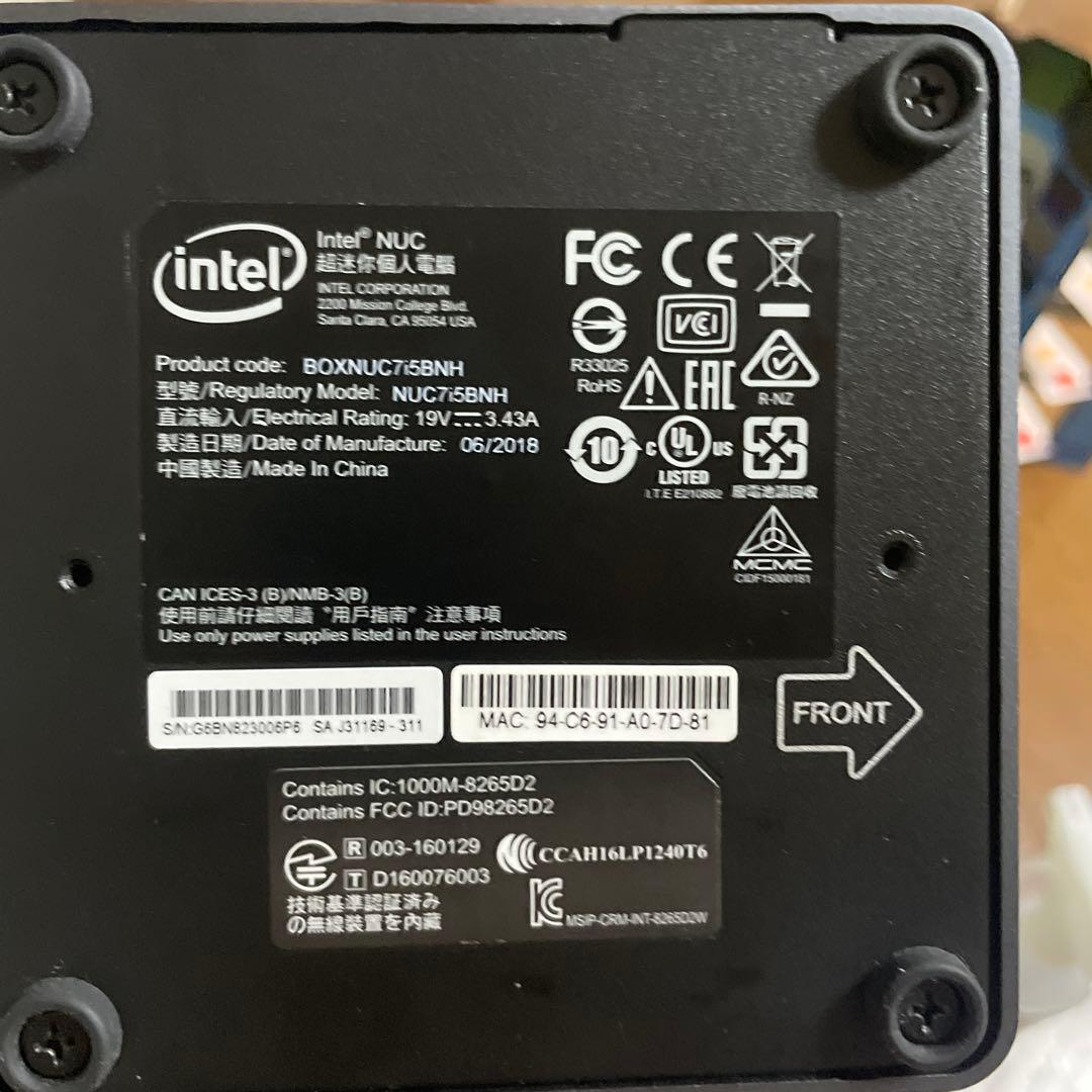 Intel NUC7i5BNH ミニPC 16GB RAM 128GB SSD