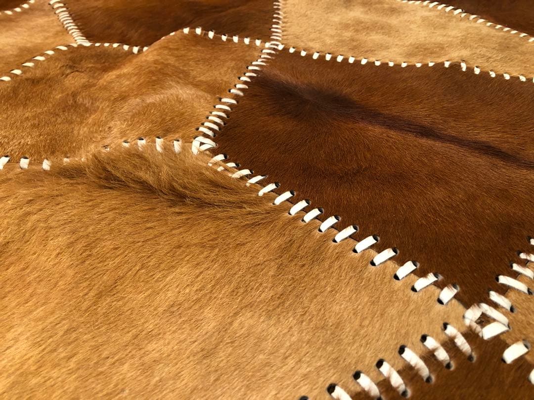 カウラグ パッチワーク 大判 ラグ カウハイドレザー 本革 ミッドセンチュリー