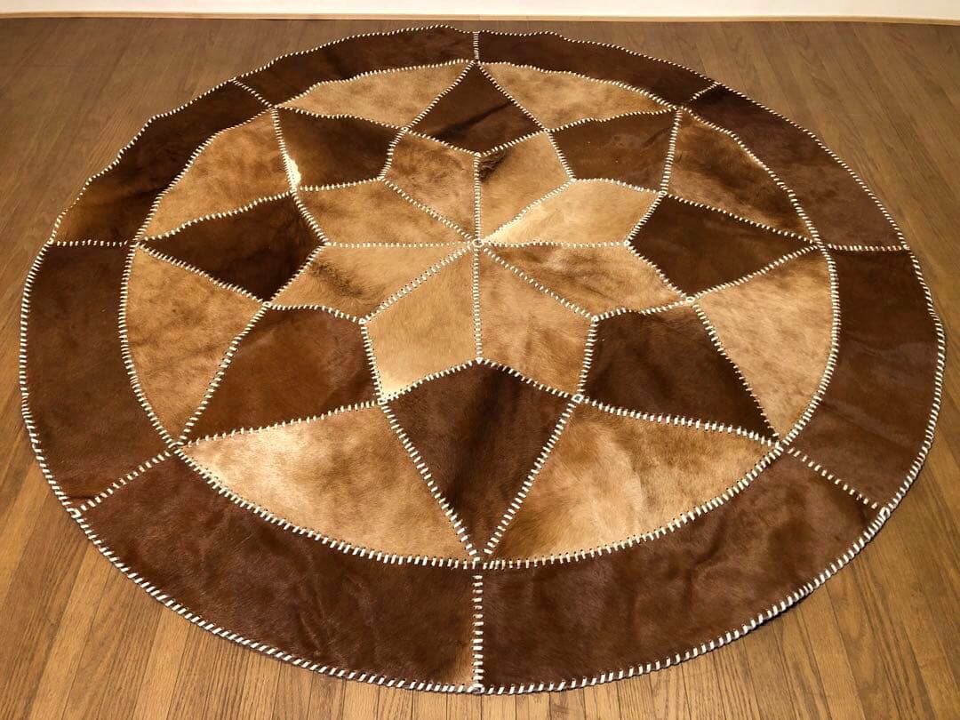 カウラグ パッチワーク 大判 ラグ カウハイドレザー 本革 ミッドセンチュリー
