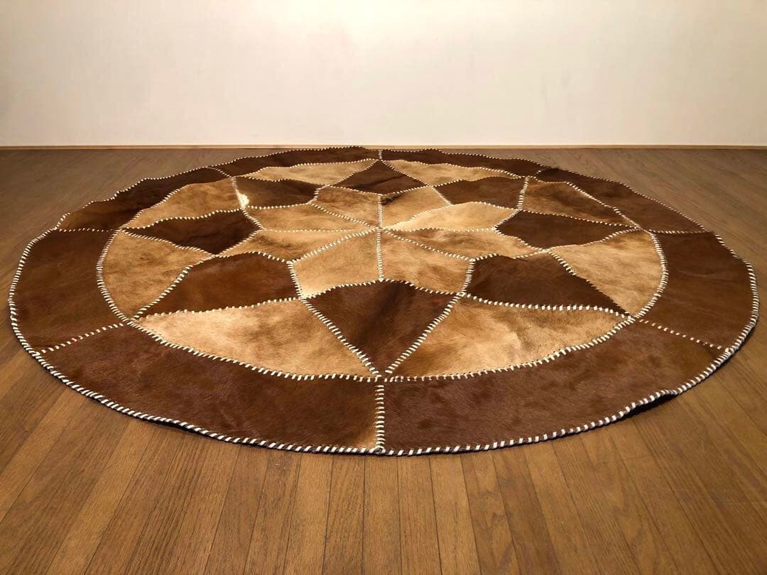 カウラグ パッチワーク 大判 ラグ カウハイドレザー 本革 ミッドセンチュリー