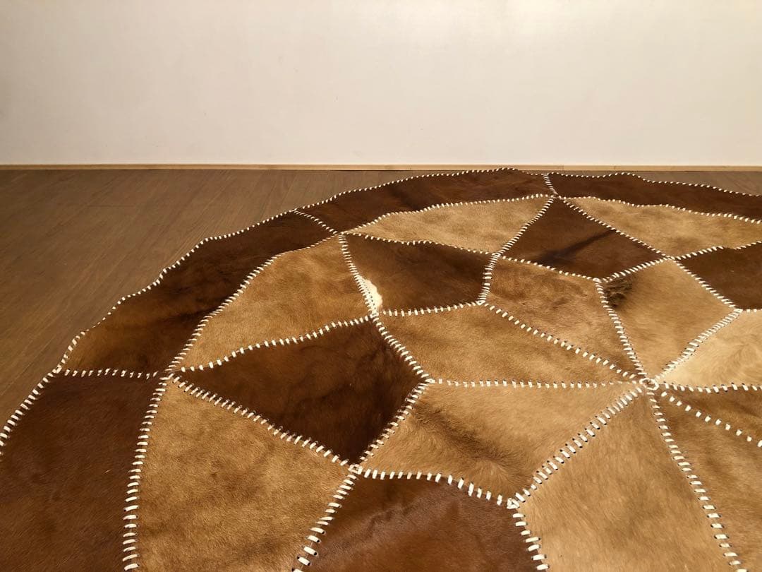 カウラグ パッチワーク 大判 ラグ カウハイドレザー 本革 ミッドセンチュリー
