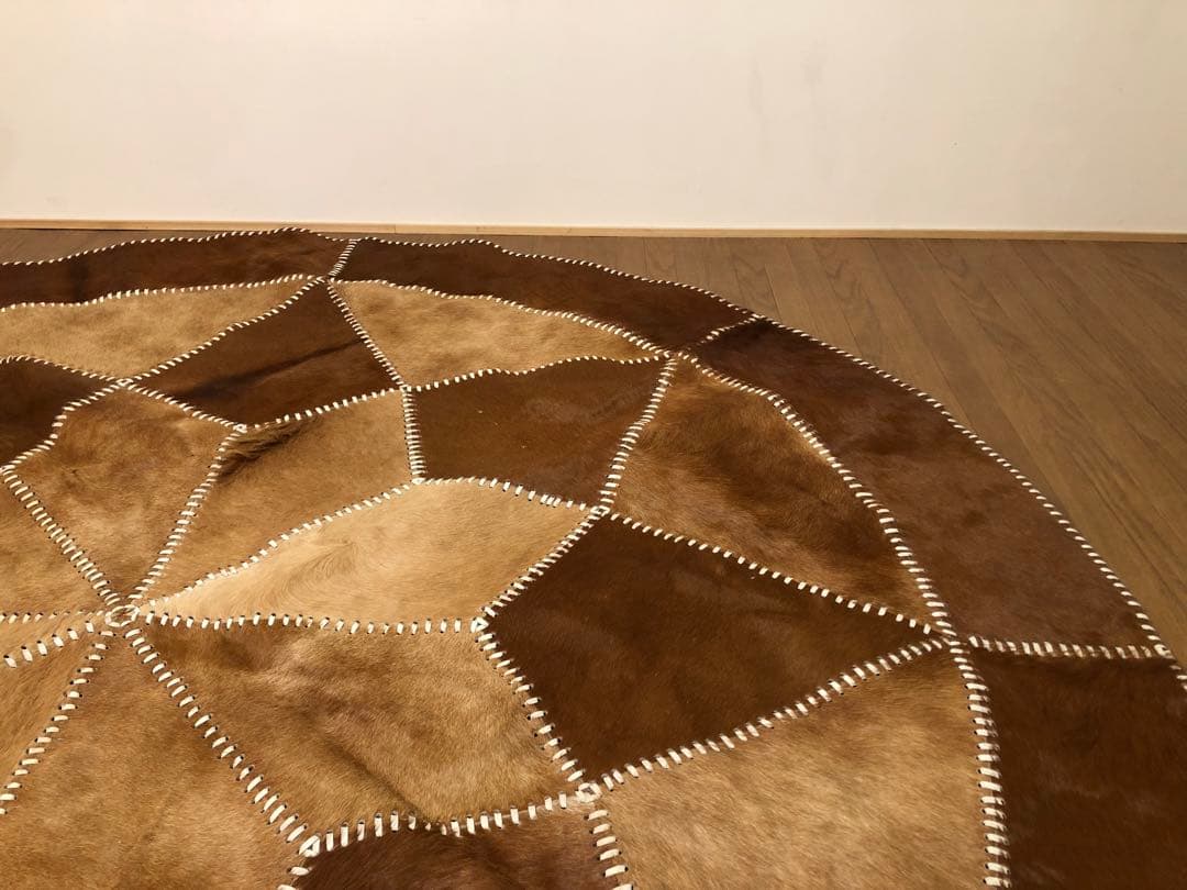 カウラグ パッチワーク 大判 ラグ カウハイドレザー 本革 ミッドセンチュリー