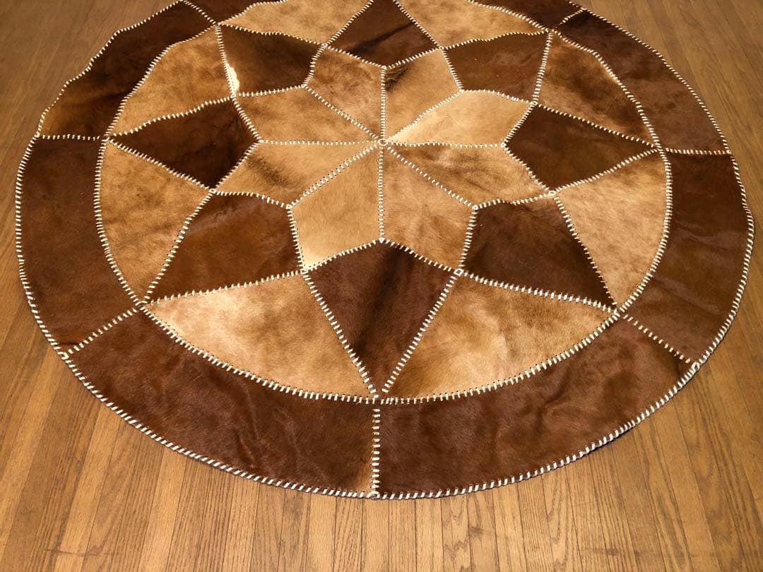 カウラグ パッチワーク 大判 ラグ カウハイドレザー 本革 ミッドセンチュリー