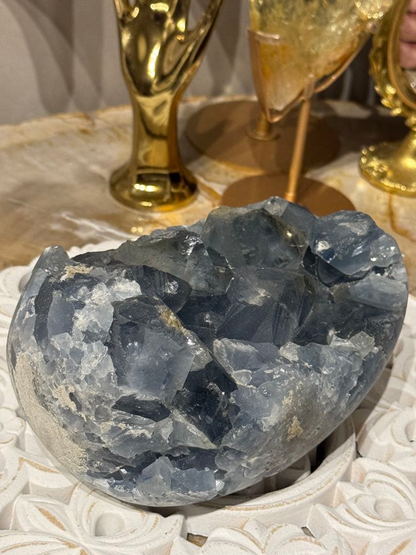 BIG！濃ブルーセレスタイト3.4kg超＆高品質　空色ブルー