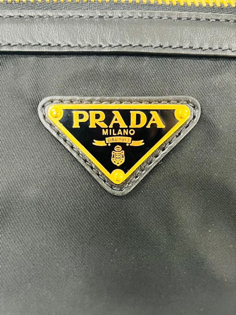 【美品】PRADA 黒 ナイロン レザー ハンドバッグ 2WAYショルダー付