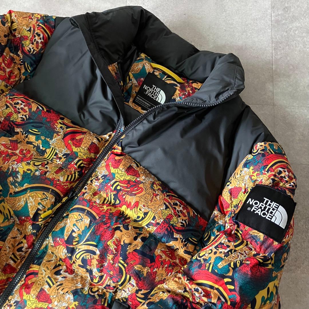 日本未発売 ノースフェイス 総柄 マルチカラー ダウンジャケット/M