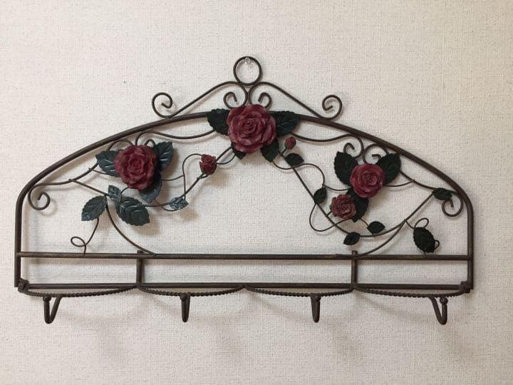 アメリカ アンティーク☆ローズウォールフックハンガー壁掛け 帽子掛けコートフック