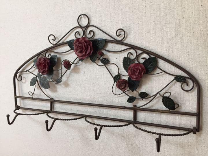 アメリカ アンティーク☆ローズウォールフックハンガー壁掛け 帽子掛けコートフック