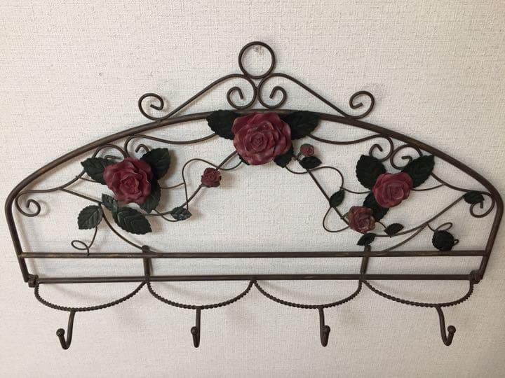 アメリカ アンティーク☆ローズウォールフックハンガー壁掛け 帽子掛けコートフック