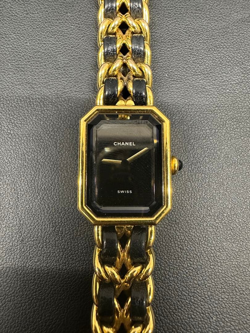 CHANEL シャネル プルミエール M クォーツ時計 黒金 レディース 不動